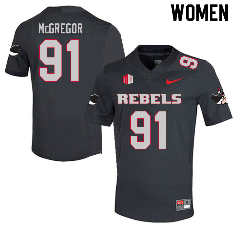 Women #91 Noah McGregor UNLV Rebels College Football Jerseys Sale-Charcoal